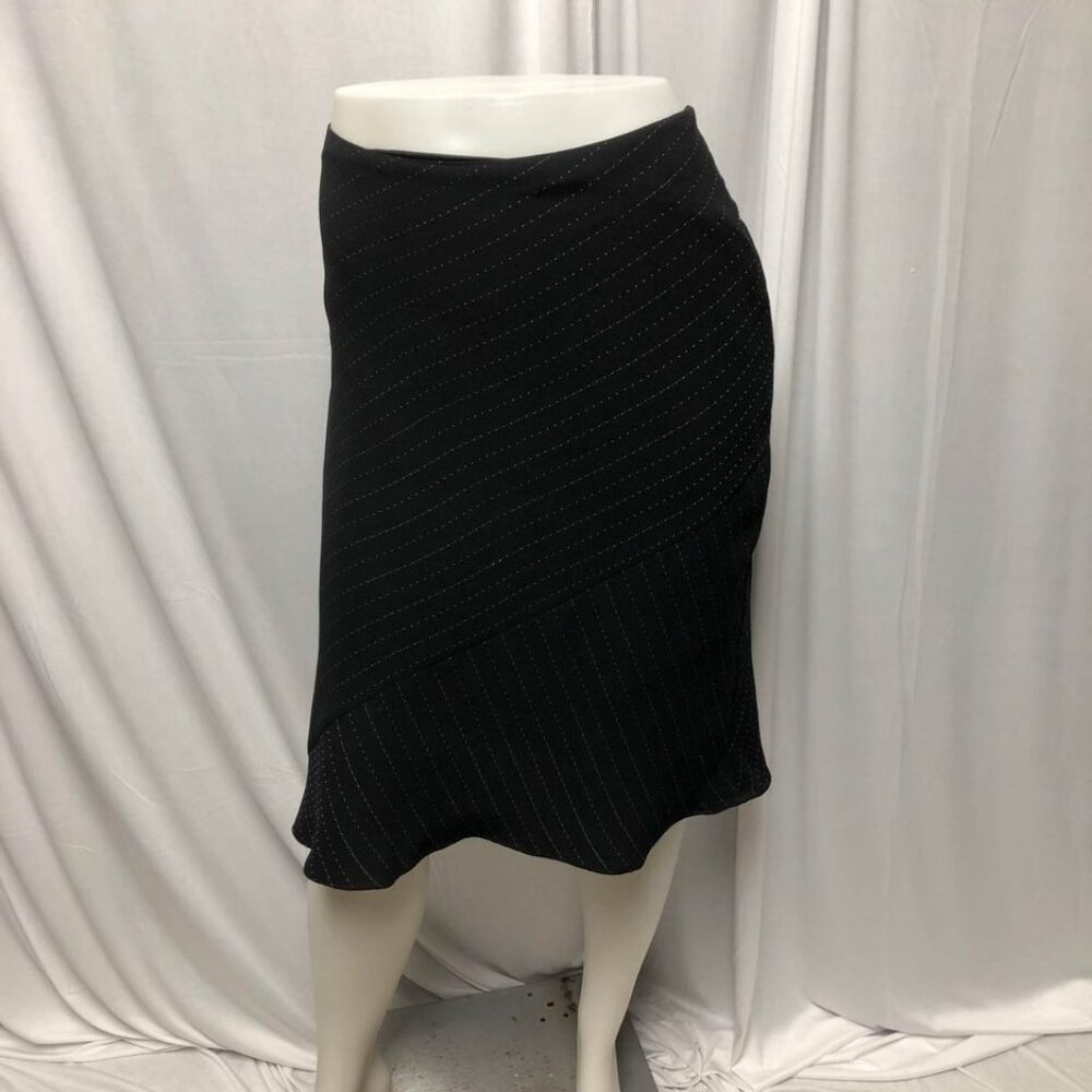T Garment Skirt Womens Size 12 Black Diagonal Dotted Pinstripes A-Line Office